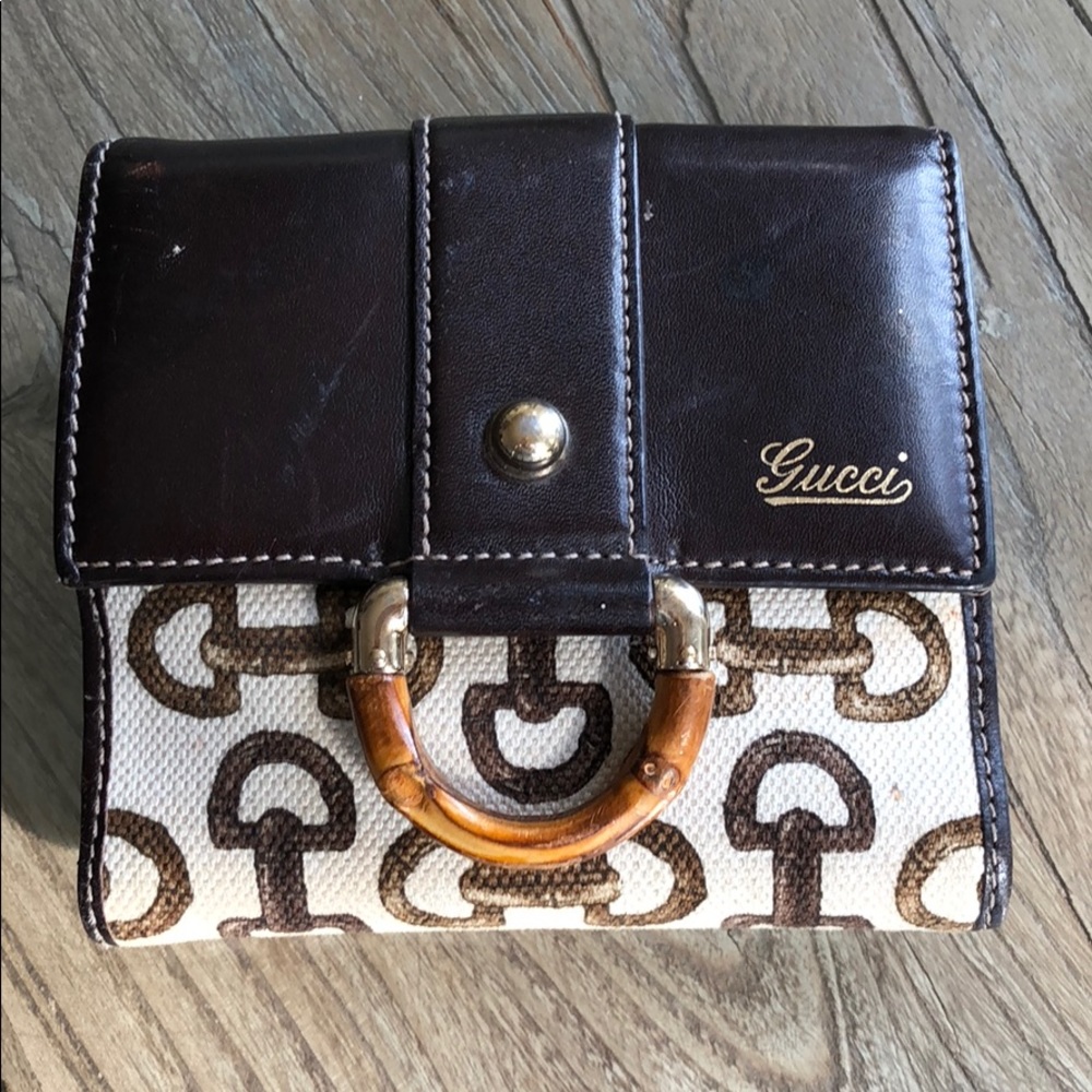 Gucci wallet with bamboo detail, Authentic.